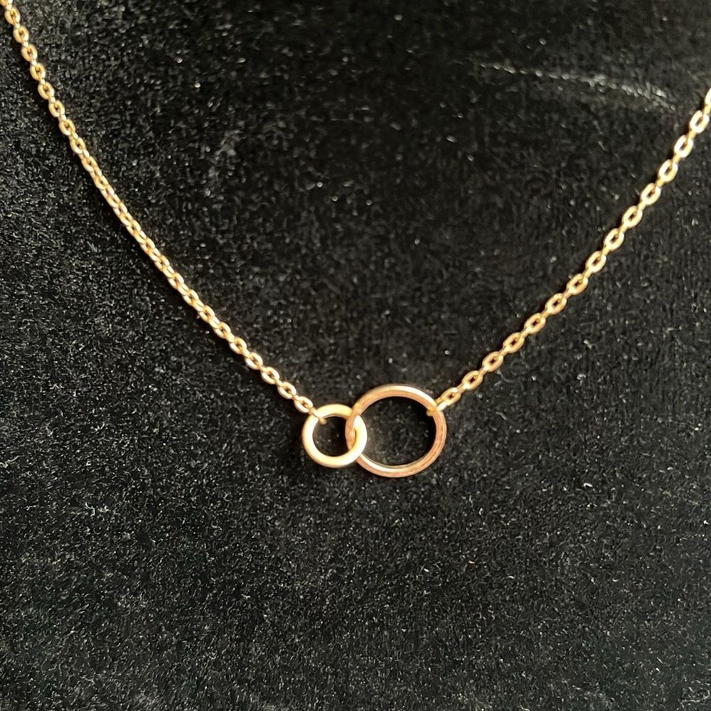 Gold Colored Double Hoop Necklace - Picture 2 of 3
